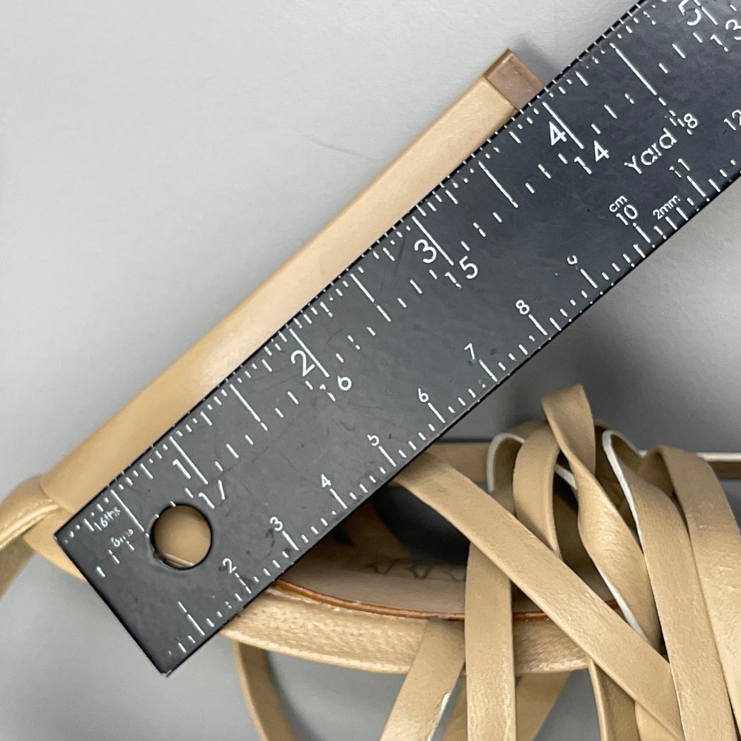 SCHUTZ Bryce Ankle Tie Women's Leather High Heel Sandal Light Nude Sz 9B (New)