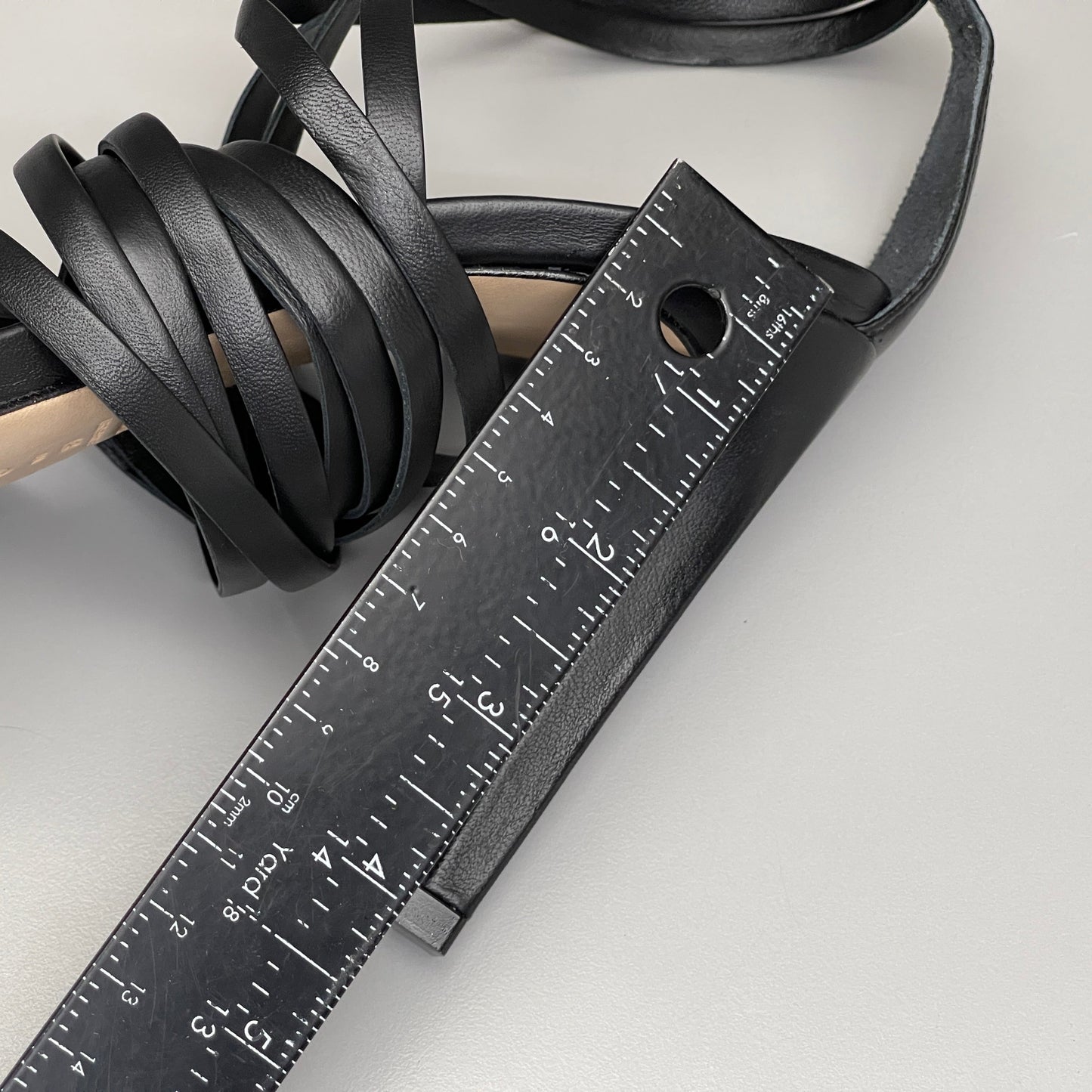 SCHUTZ Bryce Ankle Tie Women's Leather High Heel Strappy Sandal Black Sz 8.5B (New)