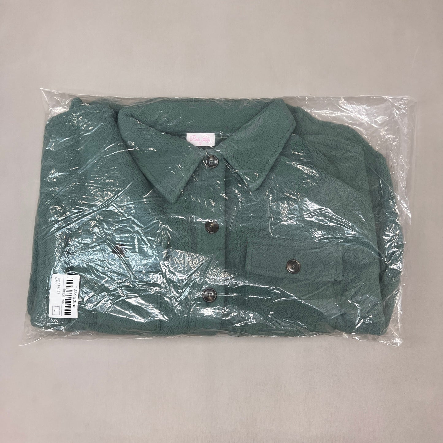 ZA@ PINK LILY Fleece Button-up Jacket Women's Sz L Olive Green PL177 (New)