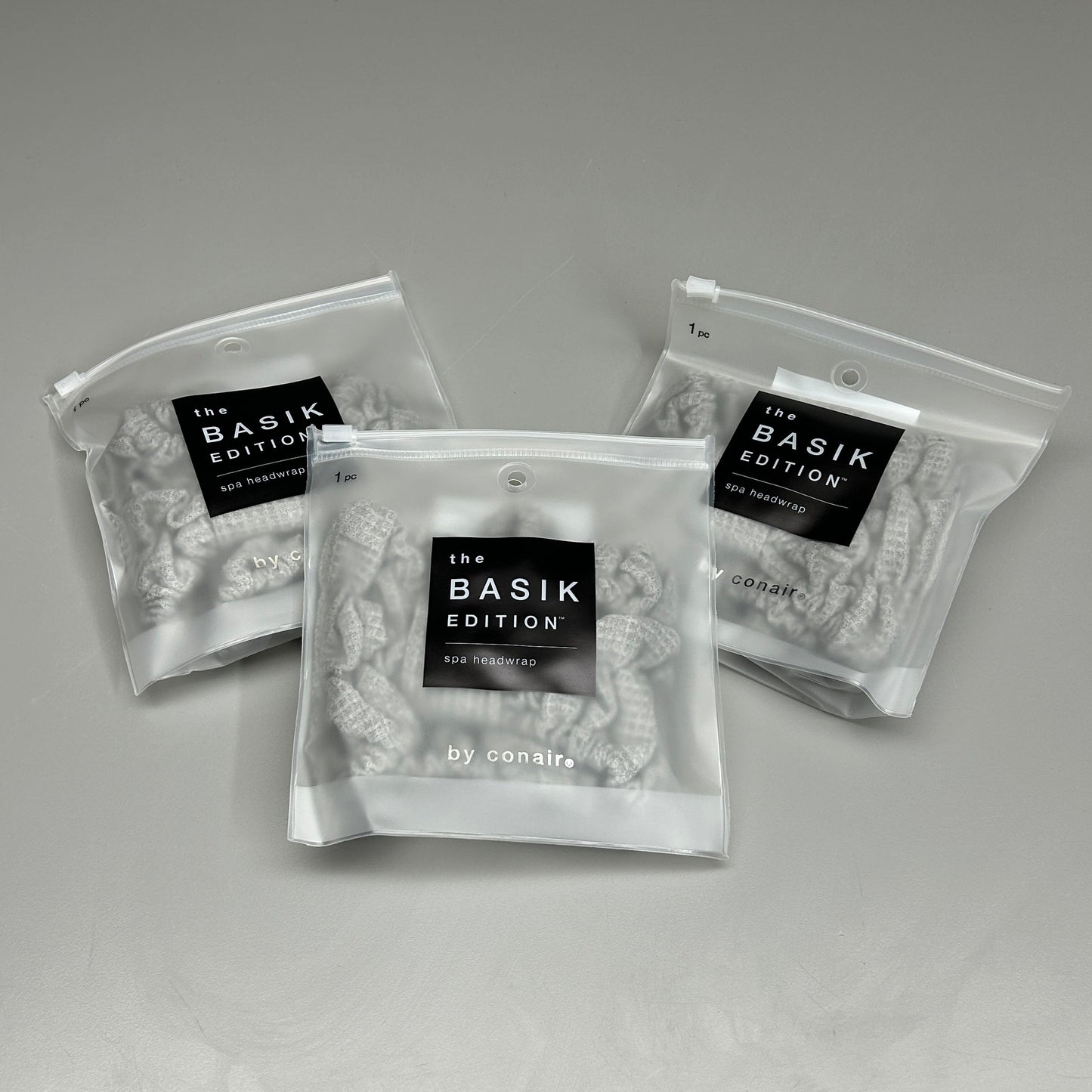 CONAIR 3-PACK! The Basik Edition Spa Headwrap Grey (New)