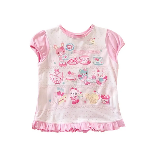 Cute Japanese Print T-Shirt – Colorful Kawaii Summer Top for Girls