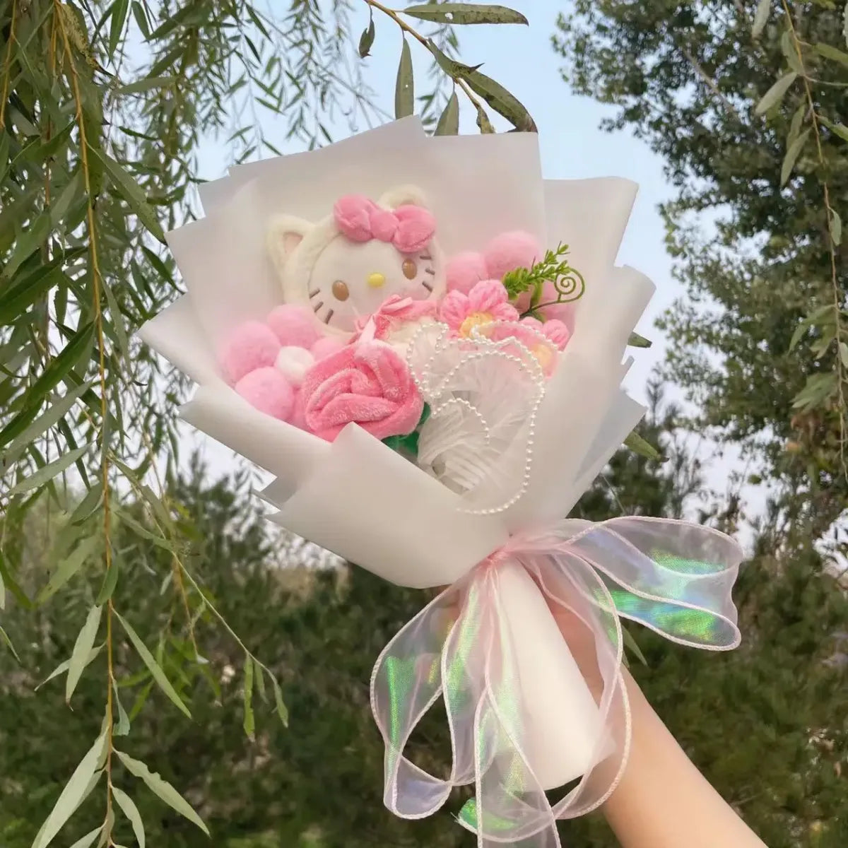 Kuromi Plush Flower Bouquet – Kawaii Handmade Gift for Valentine