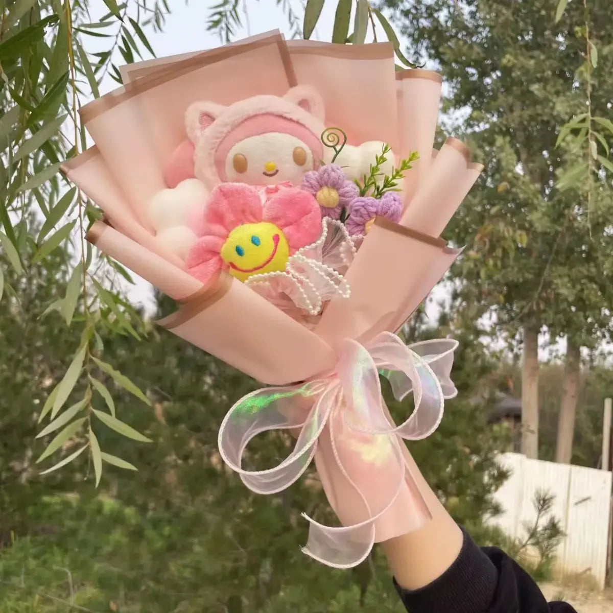 Kuromi Plush Flower Bouquet – Kawaii Handmade Gift for Valentine
