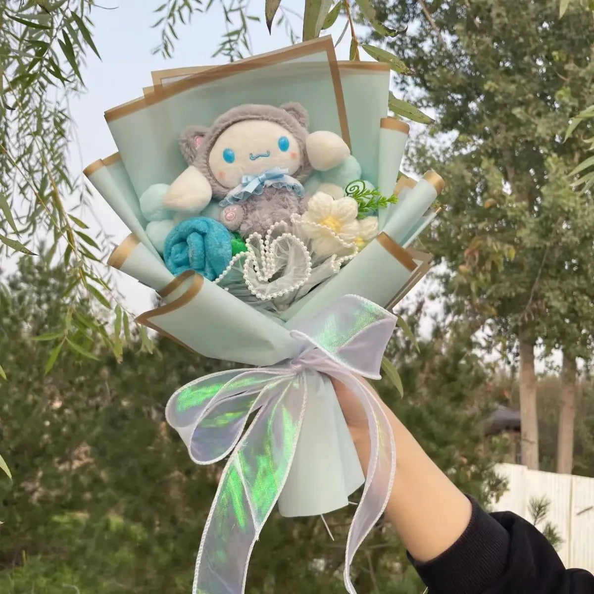 Kuromi Plush Flower Bouquet – Kawaii Handmade Gift for Valentine