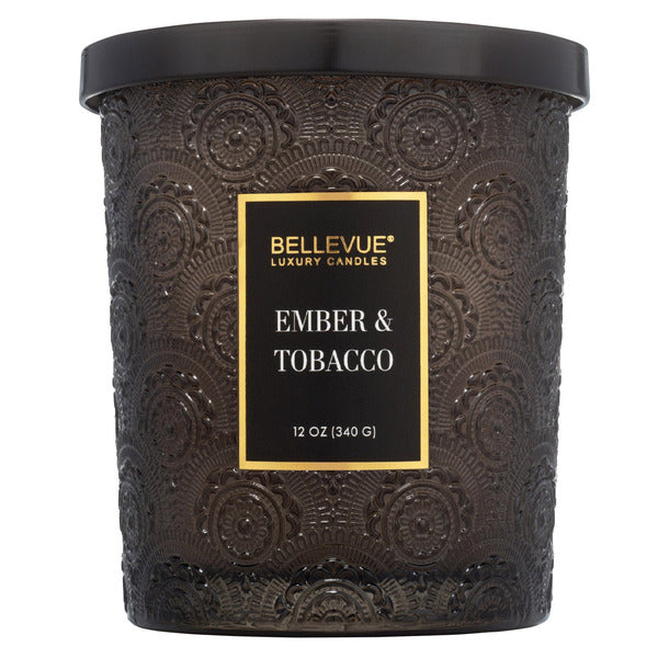 Bellevue Embossed Glass 12 oz. Candle, 4-pack
