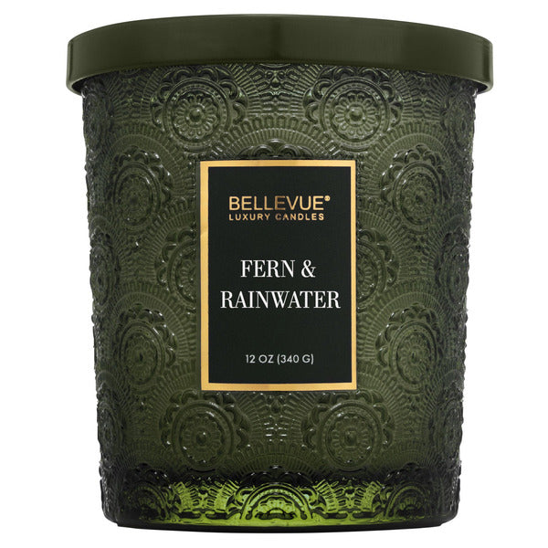 Bellevue Embossed Glass 12 oz. Candle, 4-pack