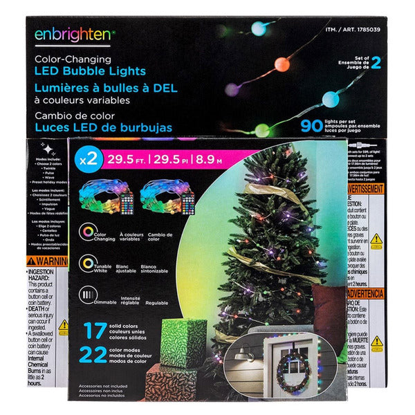 Enbrighten Color-Changing Bubble Lights- 4 Strings, 90 lights Per String