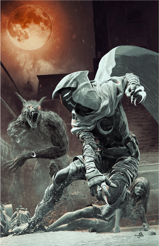 Moon Knight Black White Blood #1 (of 4) Bjorn Barends Werewolf By Night 32 Homage Virgin Variant (05/11/2022) Marvel