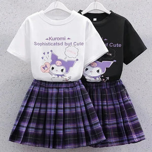 Kuromi Short-Sleeved Shirt and Pleated Skirt Set