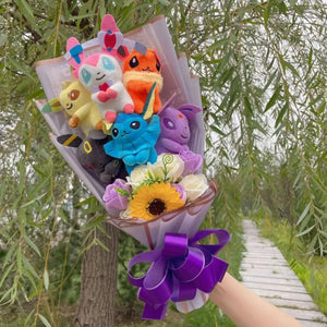 Kawaii Pokemon Plush Bouquet – Handmade Anime Gift for Kids