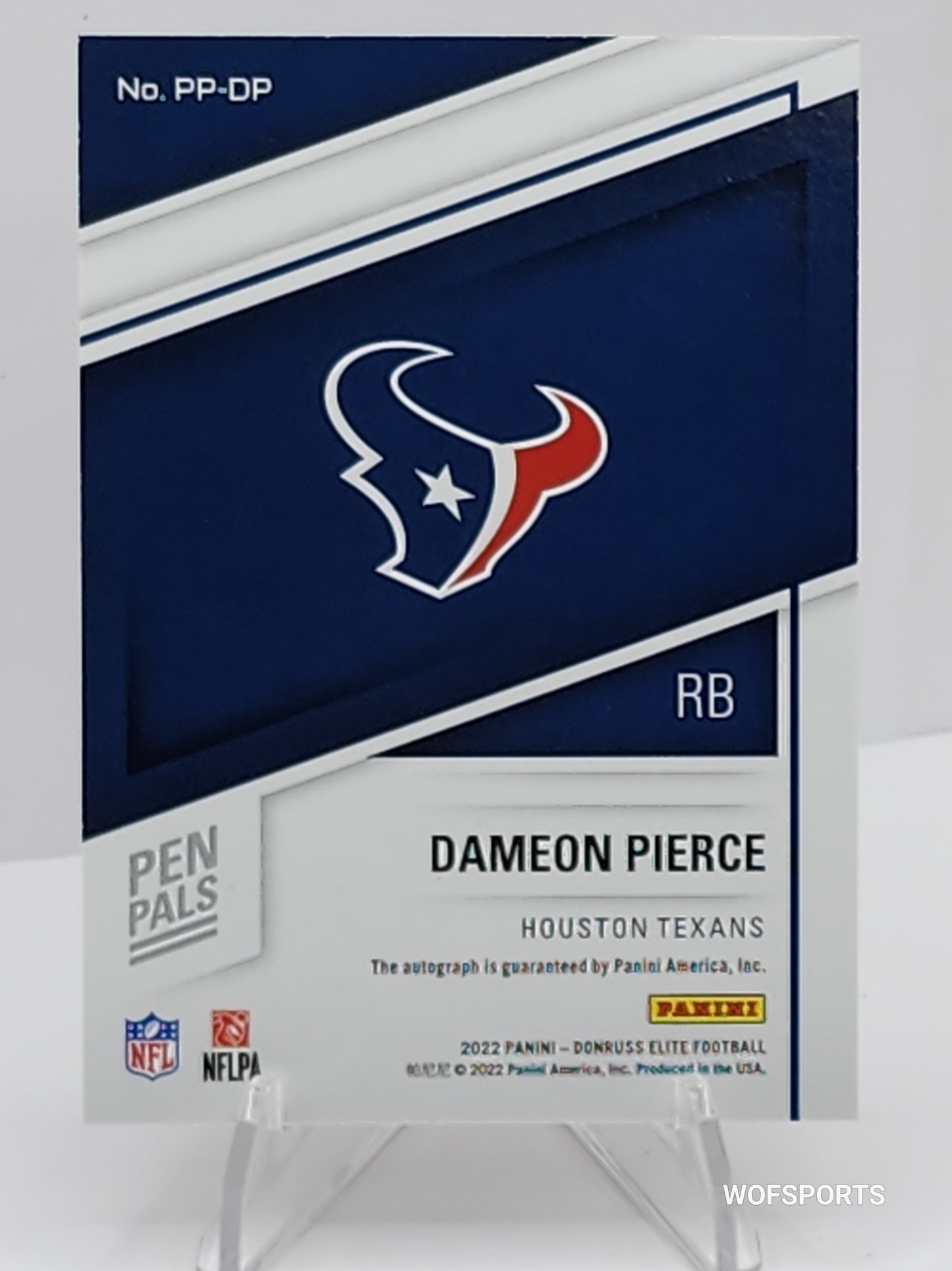 Dameon Pierce 2022 Donruss Elite Pen Pals Black Gold Ink FOTL RC On-Card Auto