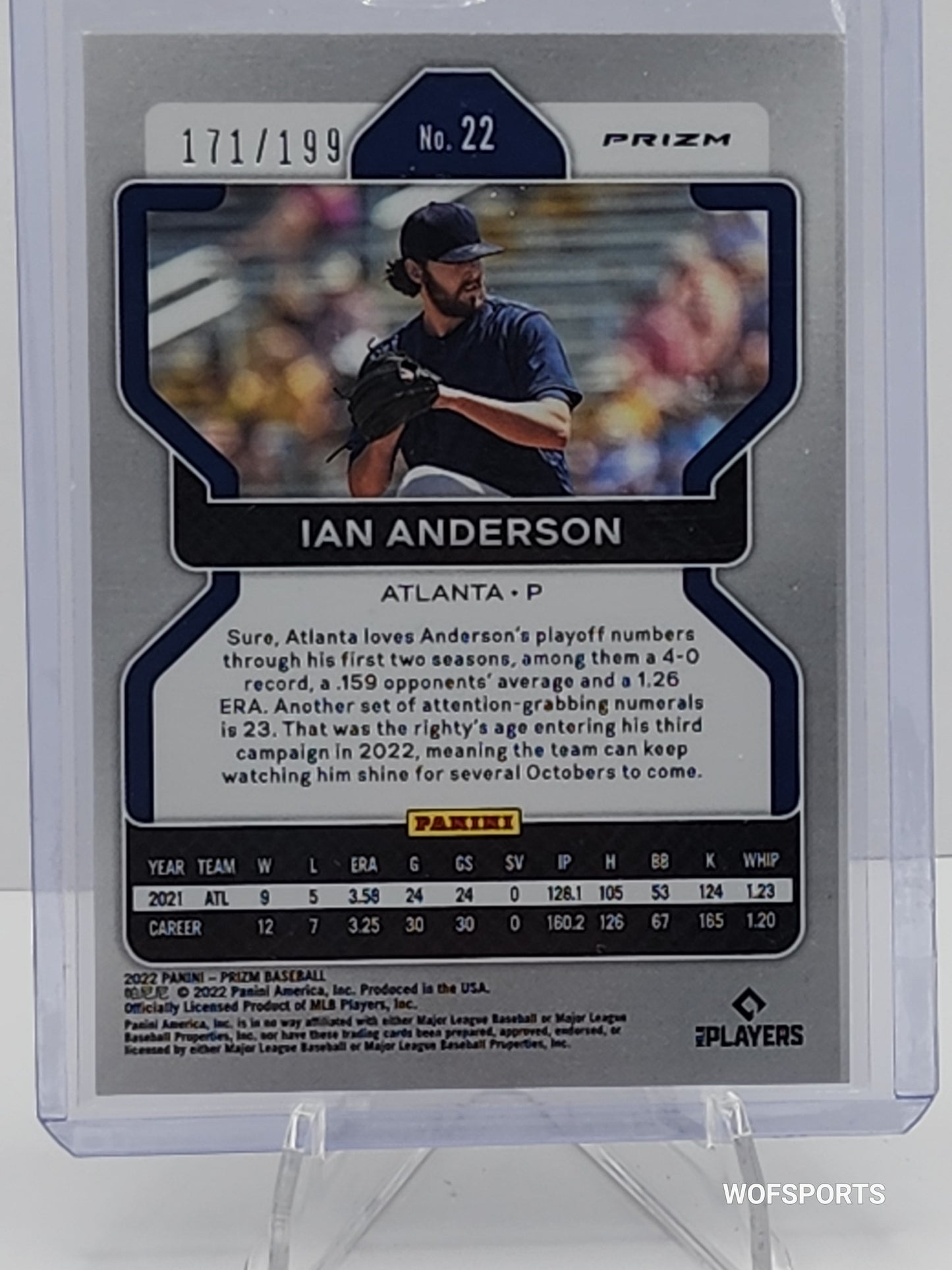 2022 Panini Prizm Blue Disco 171/199 Ian Anderson #22 Atlanta Braves