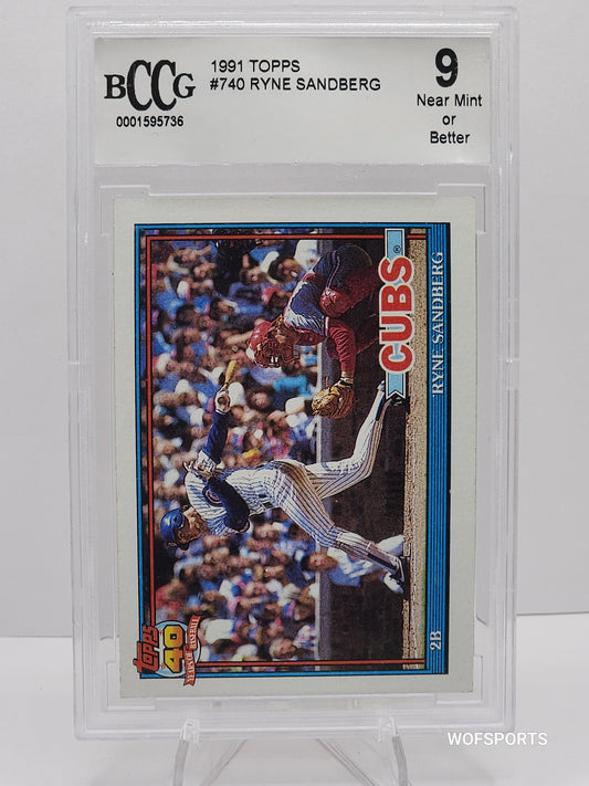 1991 Topps Ryne Sandberg #740 Chicago Cubs BCCG 9 Mint