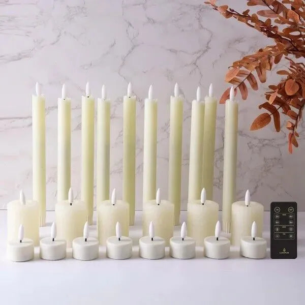 LumiPur Signature Flameless LED Candles Centerpiece Collection with Remote, 25Pc