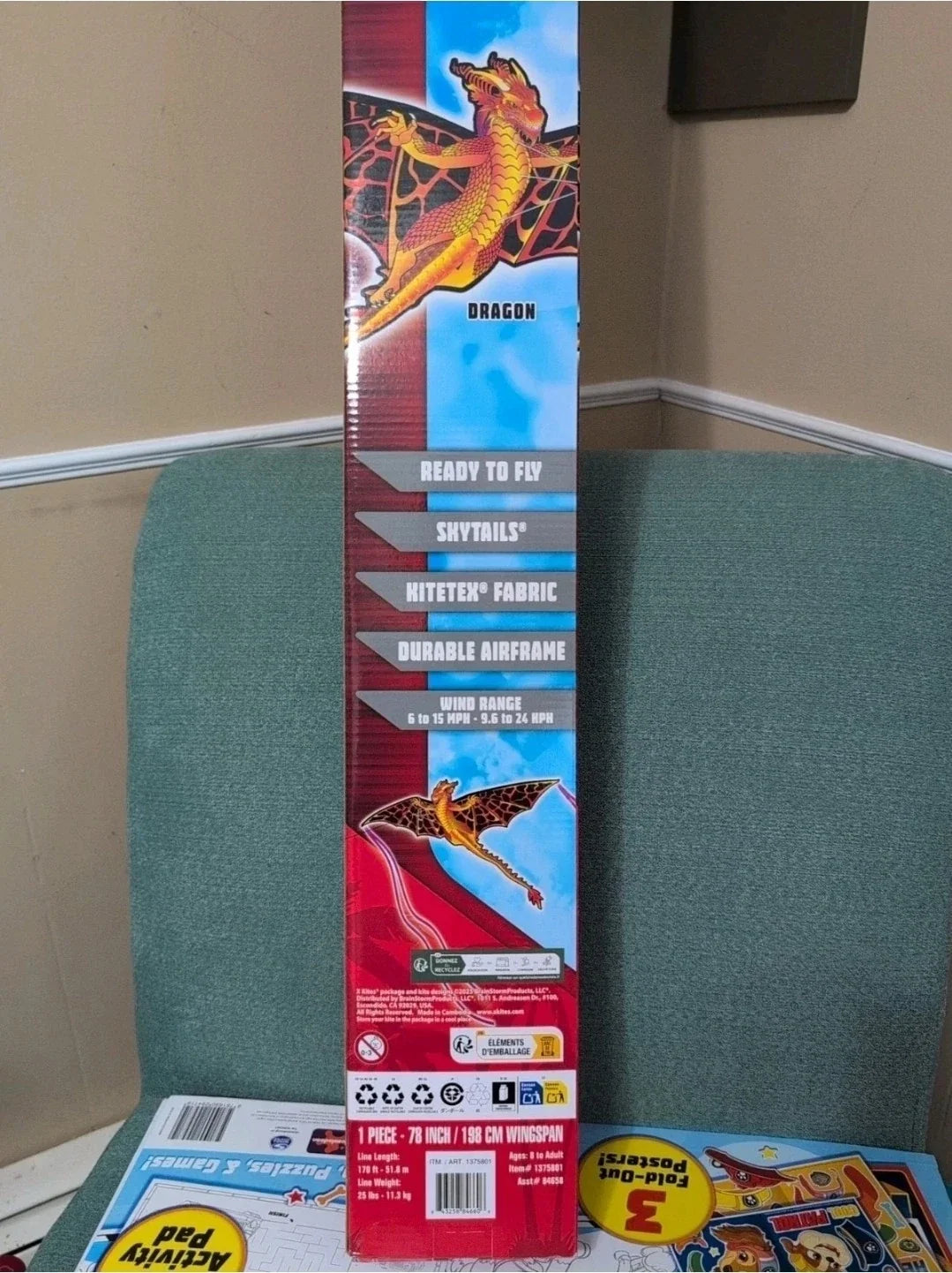 X-Kites Supersized Deluxe Nylon Kite, Assorted Designs - Open Box