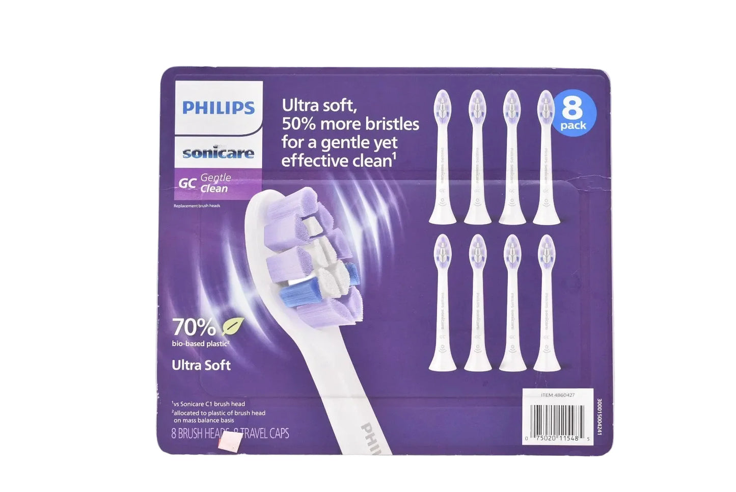 Philips Sonicare GC Gentle Clean Replacement Electric Toothbrush Heads, Ultra Soft Bristle, Gum Care, 8-pack
