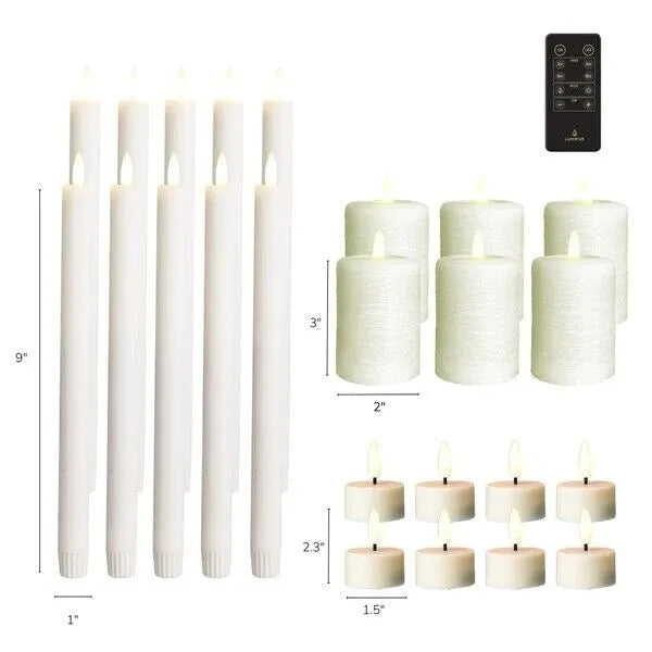 LumiPur Signature Flameless LED Candles Centerpiece Collection with Remote, 25Pc