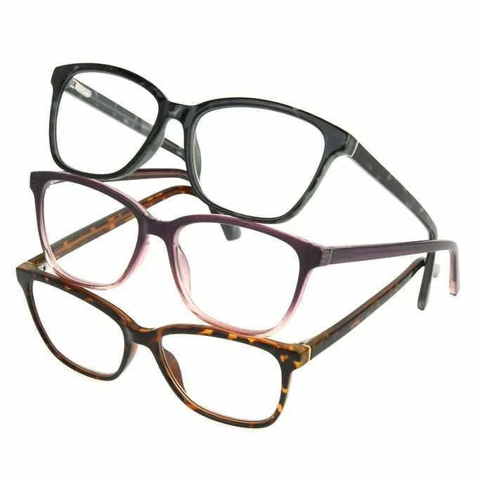Design Optics By FG Women's Full Frame Reading Glasses Kiersey/Square-3 Pk +3.00