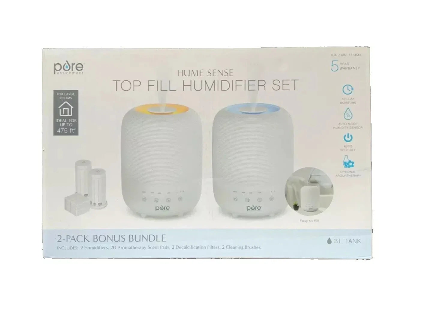 Pure Enrichment Hume Sense Top Fill Humidifier - Set of 2 (Open Box)