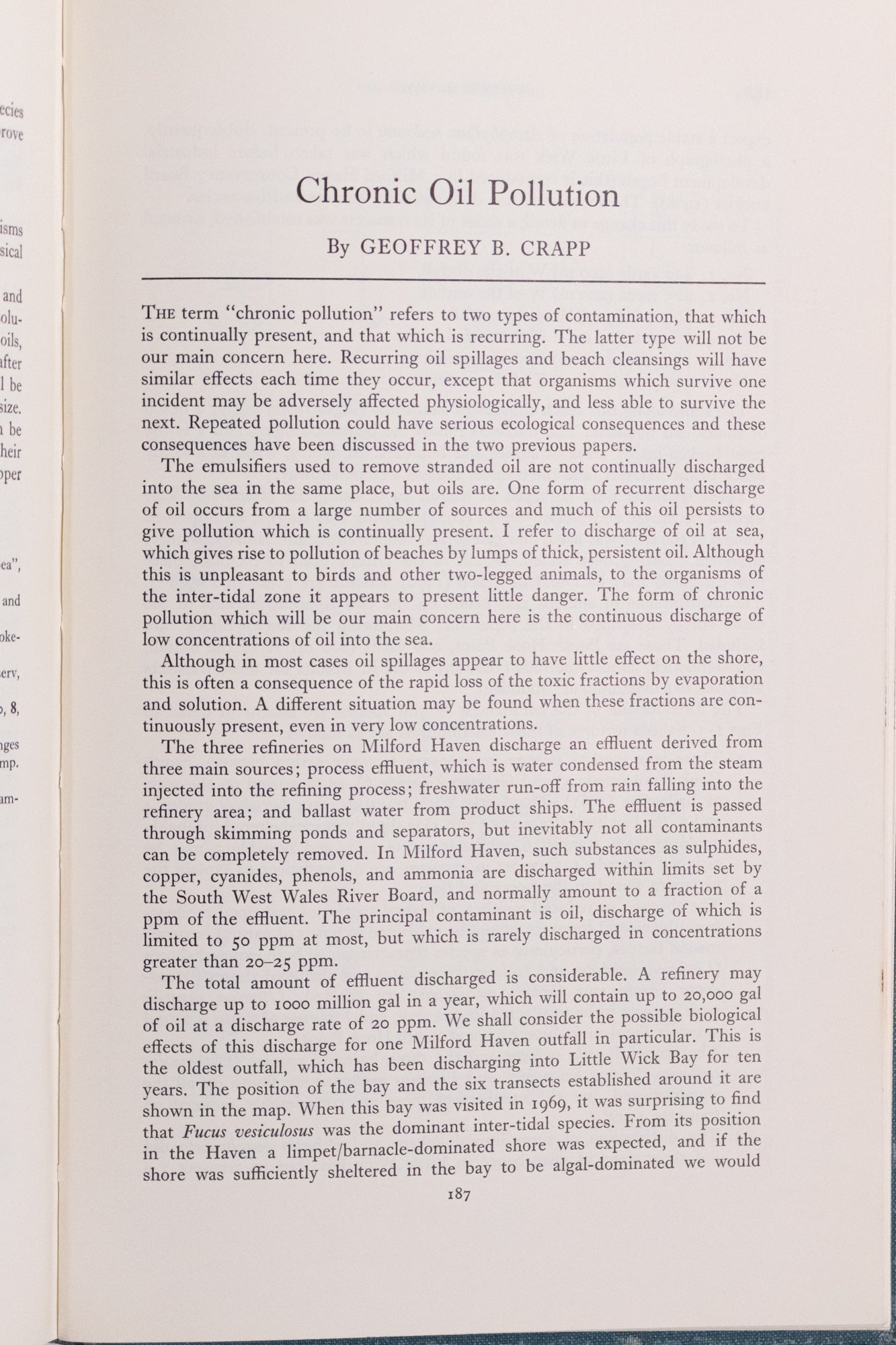 The Ecological Effects of Oil Pollution on Littoral Communities