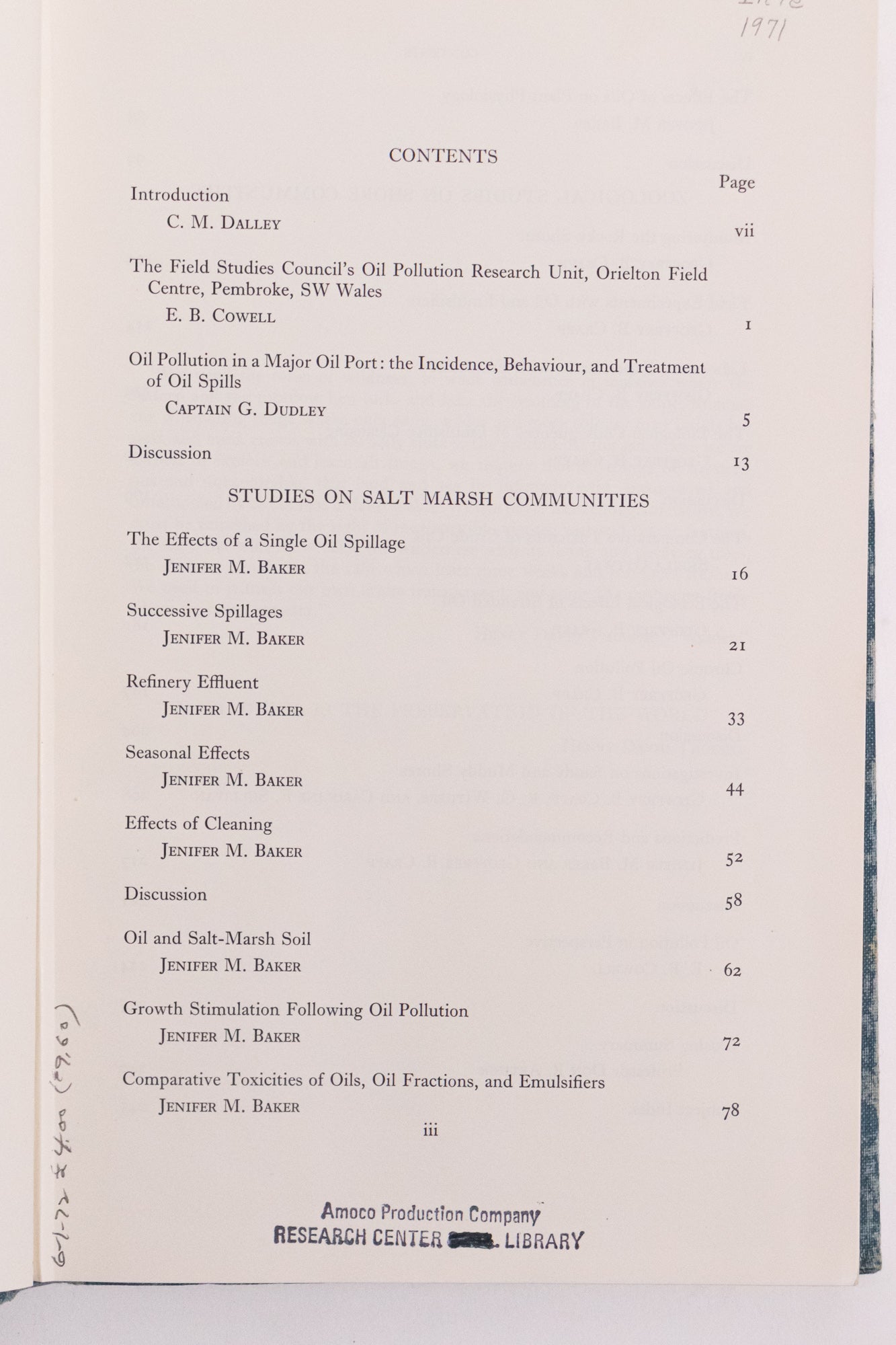 The Ecological Effects of Oil Pollution on Littoral Communities