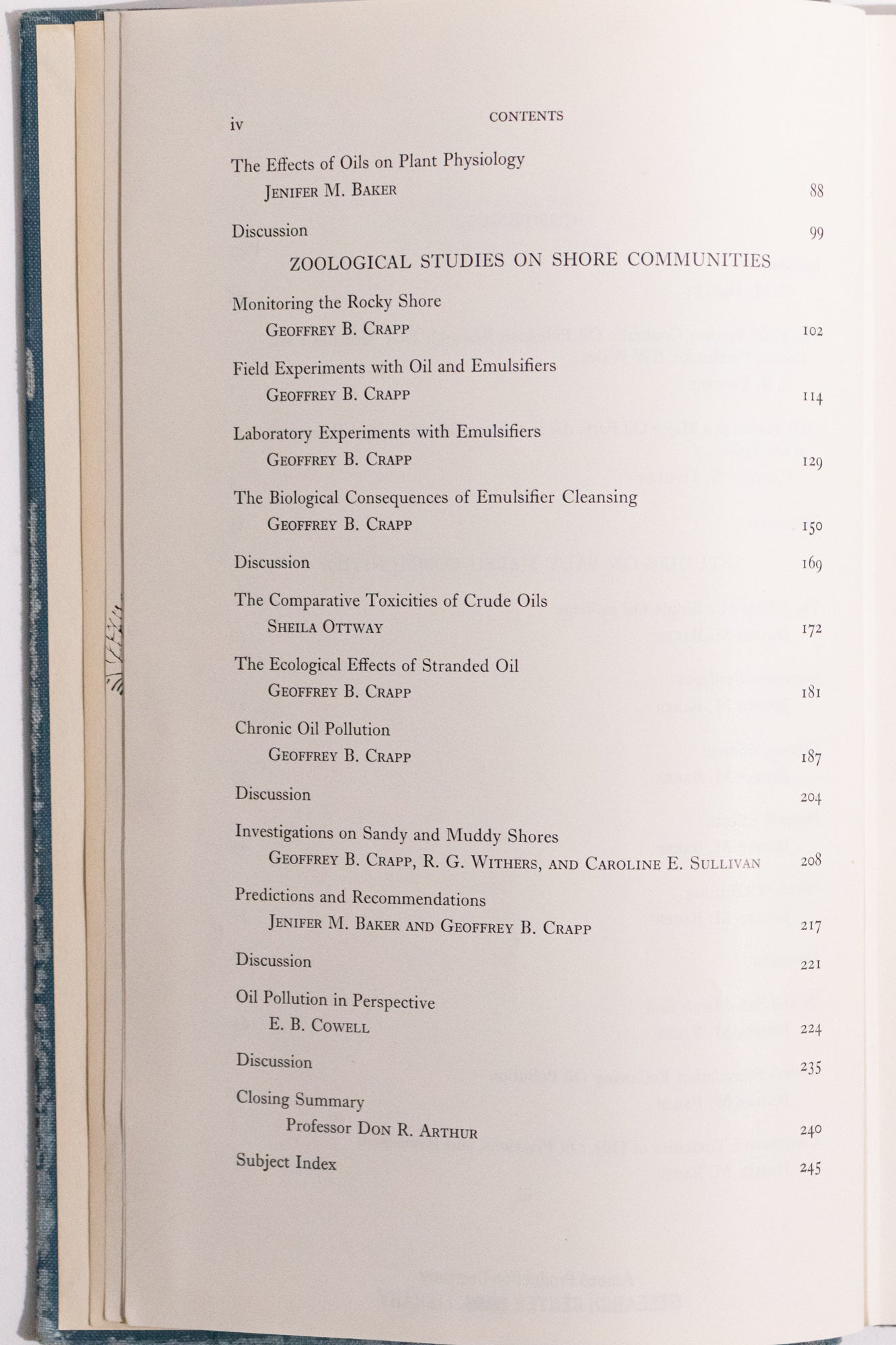 The Ecological Effects of Oil Pollution on Littoral Communities