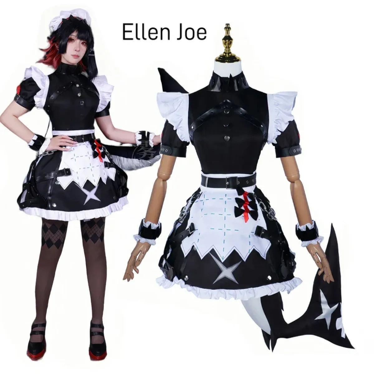 Ellen Joe Cosplay Costume – Zenless Zone Zero Maid Dress with Wig
